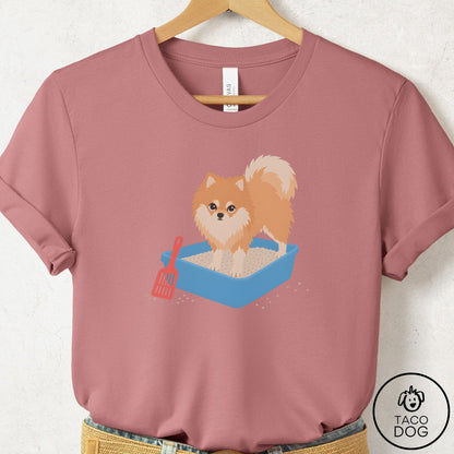 Pomeranian Litter Box T-Shirt Mauve Taco-Dog