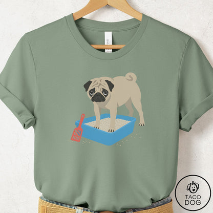 Pug Litter Box T-Shirt Sage Taco-Dog