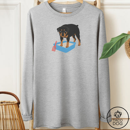 Rottweiler Litter Box Long Sleeve Tee Athletic Heather Taco-Dog