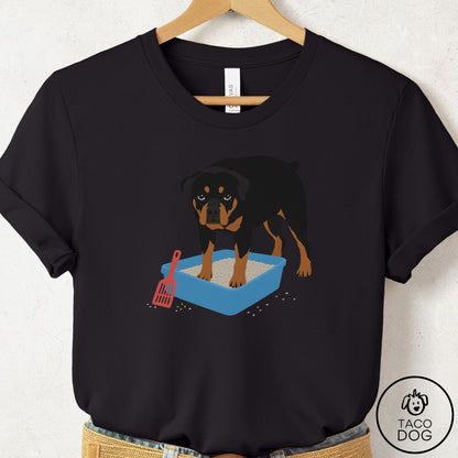 Rottweiler Litter Box T-Shirt Black Taco-Dog