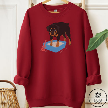 Rottweiler Litter Box Sweatshirt Garnet Taco-Dog