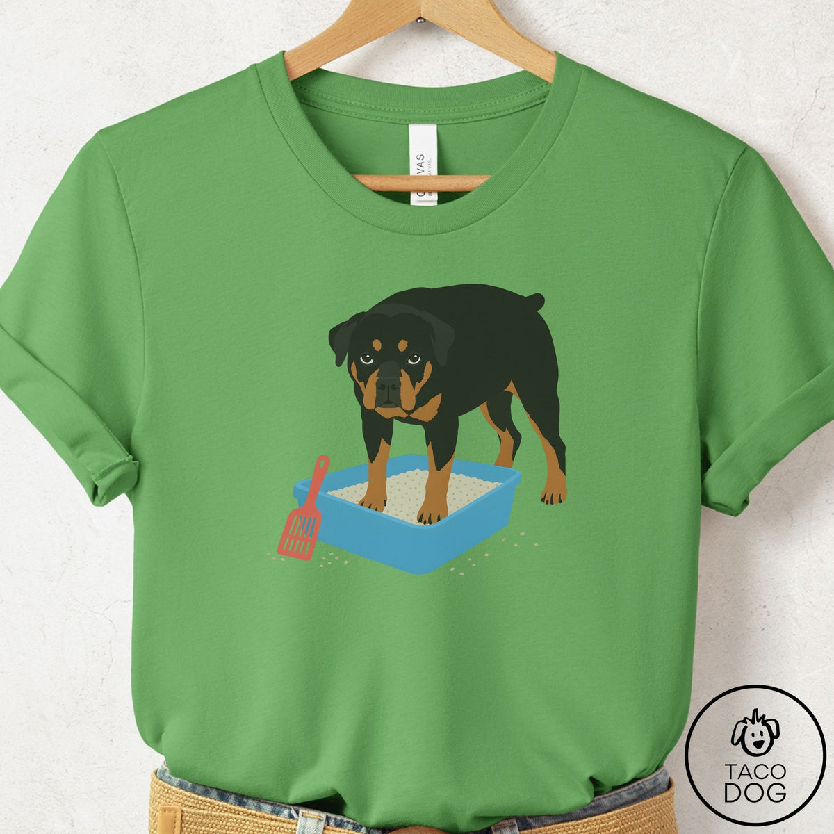 Rottweiler Litter Box T-Shirt Leaf Taco-Dog