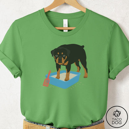 Rottweiler Litter Box T-Shirt Leaf Taco-Dog