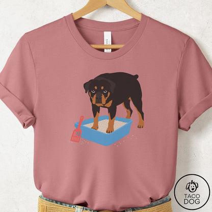 Rottweiler Litter Box T-Shirt Mauve Taco-Dog
