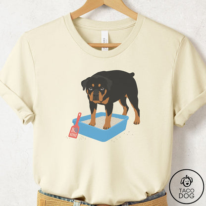 Rottweiler Litter Box T-Shirt Natural Taco-Dog