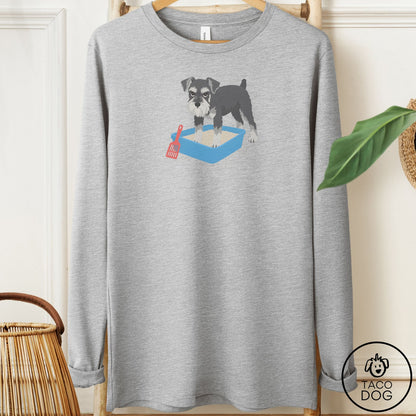 Schnauzer Litter Box Long Sleeve Tee Athletic Heather Taco-Dog