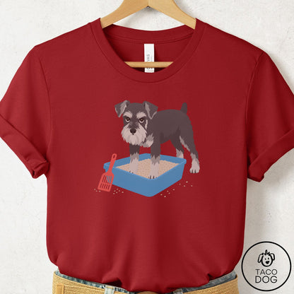 Schnauzer Litter Box T-Shirt Canvas Red Taco-Dog
