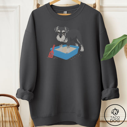Schnauzer Litter Box Sweatshirt Charcoal Taco-Dog