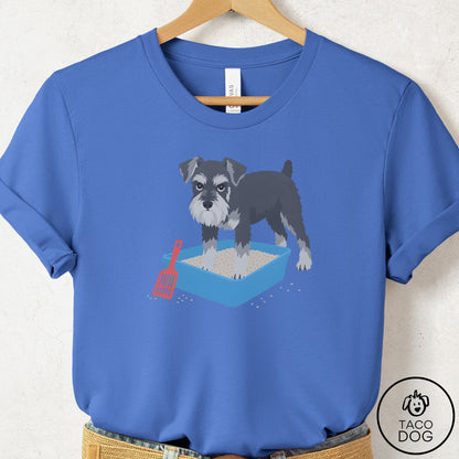 Schnauzer Litter Box T-Shirt Columbia Blue Taco-Dog