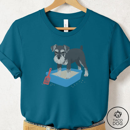 Schnauzer Litter Box T-Shirt Deep Teal Taco-Dog