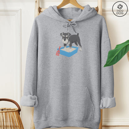 Schnauzer Litter Box Hoodie Graphite Heather Taco-Dog