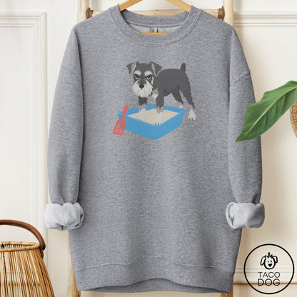 Schnauzer Litter Box Sweatshirt Graphite Heather Taco-Dog