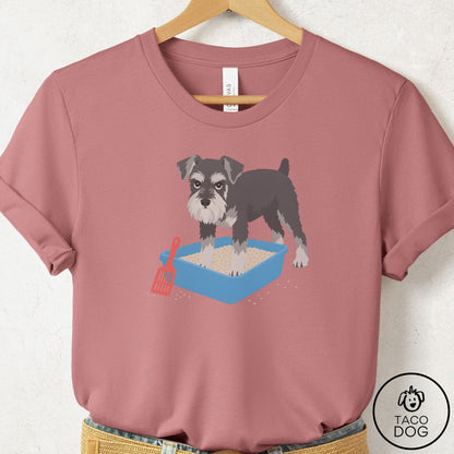 Schnauzer Litter Box T-Shirt Mauve Taco-Dog