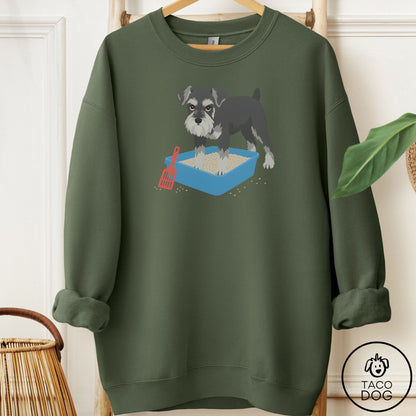 Schnauzer Litter Box Sweatshirt Military Green Taco-Dog