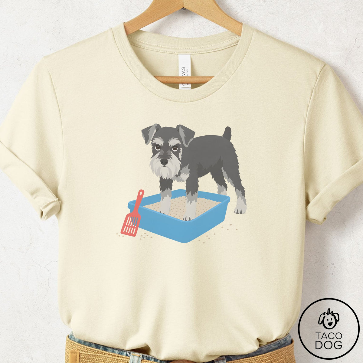 Schnauzer Litter Box T-Shirt Natural Taco-Dog