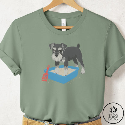 Schnauzer Litter Box T-Shirt Sage Taco-Dog
