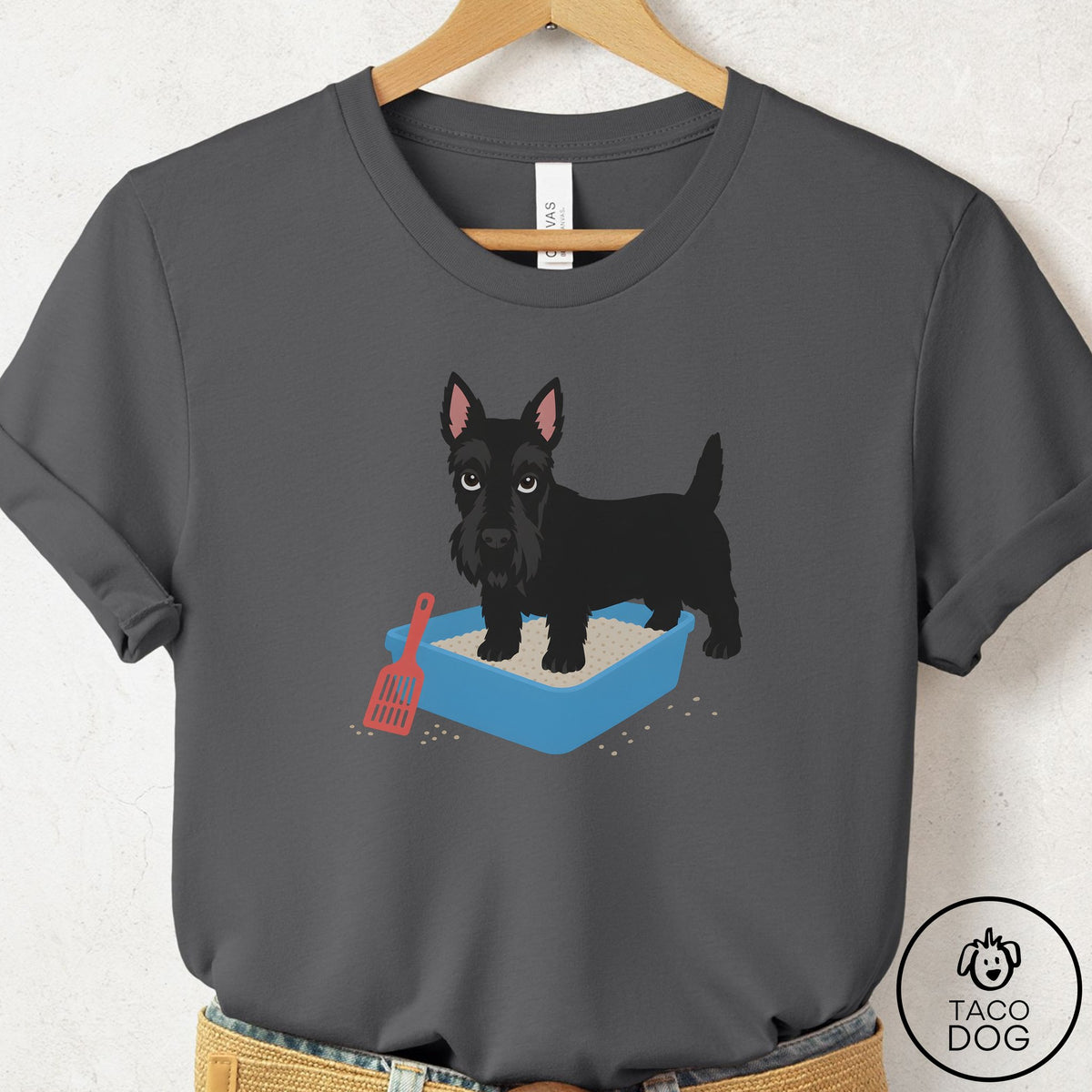 Scottie Litter Box T-Shirt Asphalt Taco-Dog