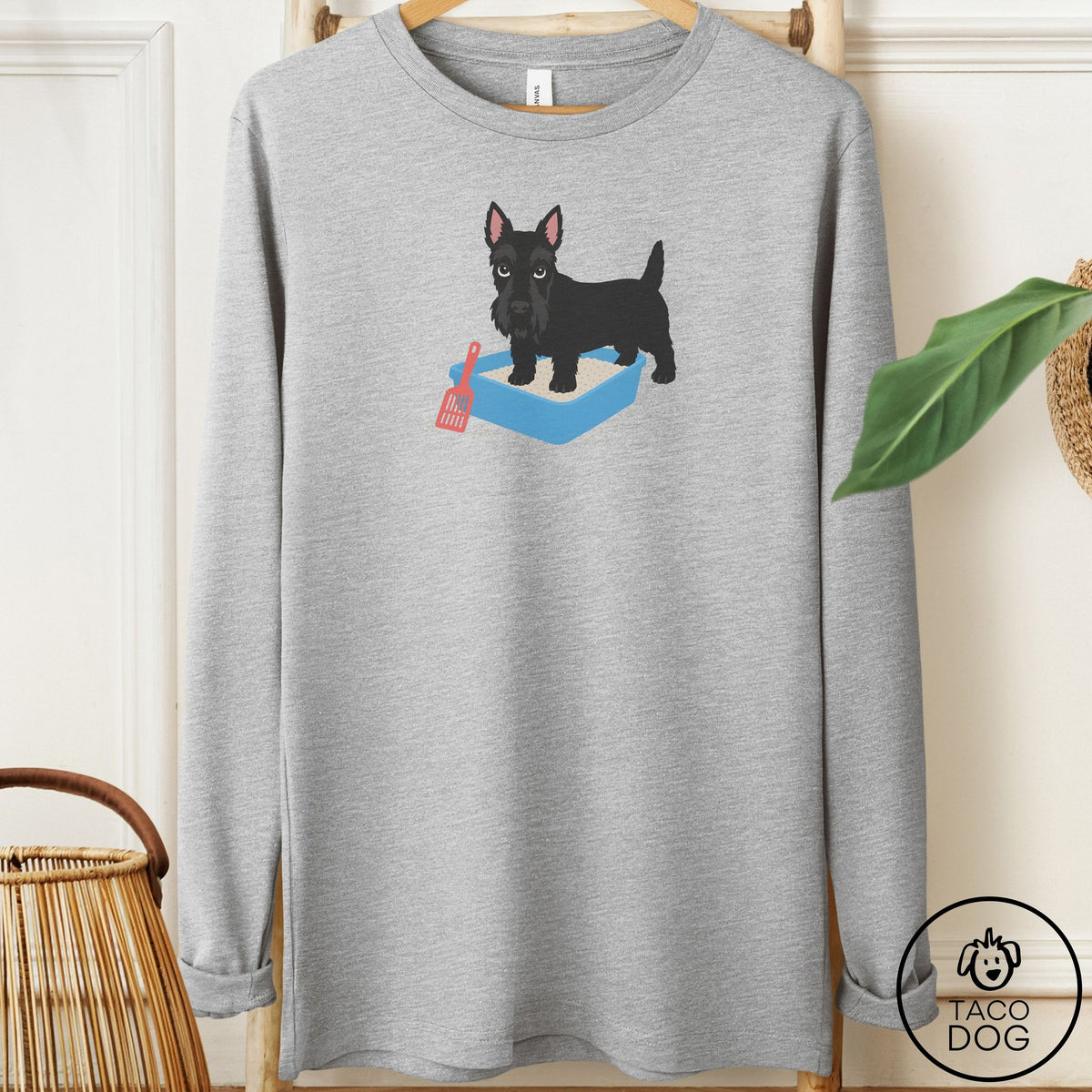 Scottie Litter Box Long Sleeve Tee Athletic Heather Taco-Dog