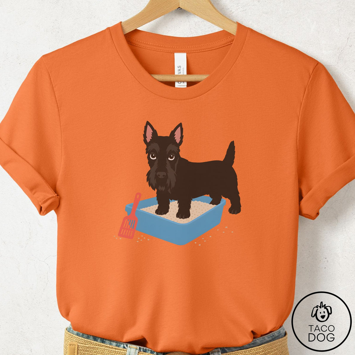 Scottie Litter Box T-Shirt Burnt Orange Taco-Dog