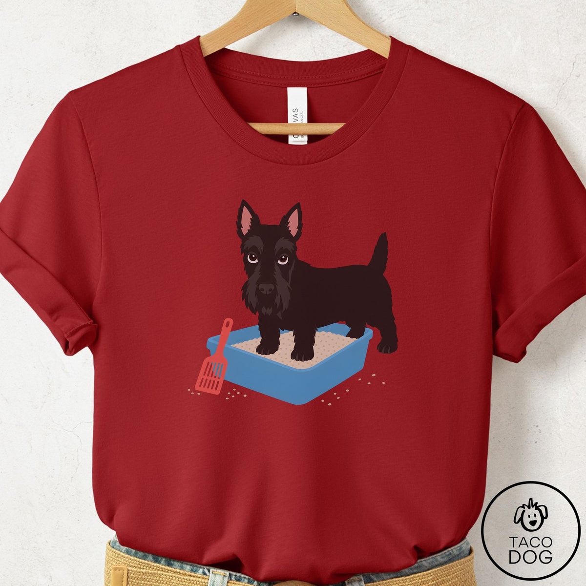 Scottie Litter Box T-Shirt Canvas Red Taco-Dog