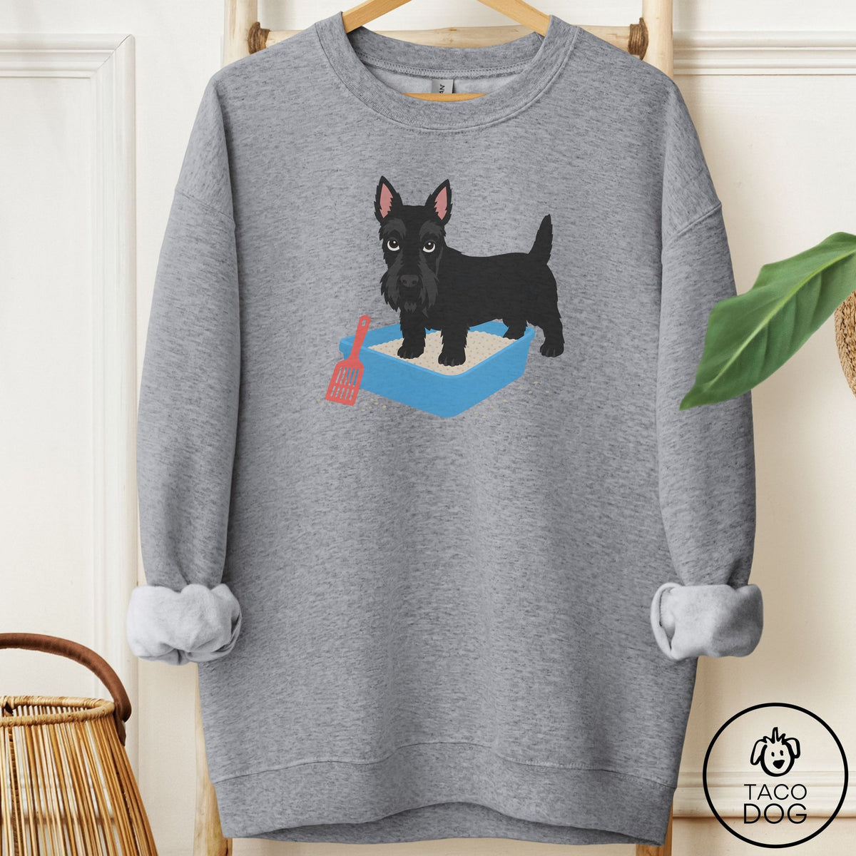 Scottie Litter Box Sweatshirt Graphite Heather Taco-Dog