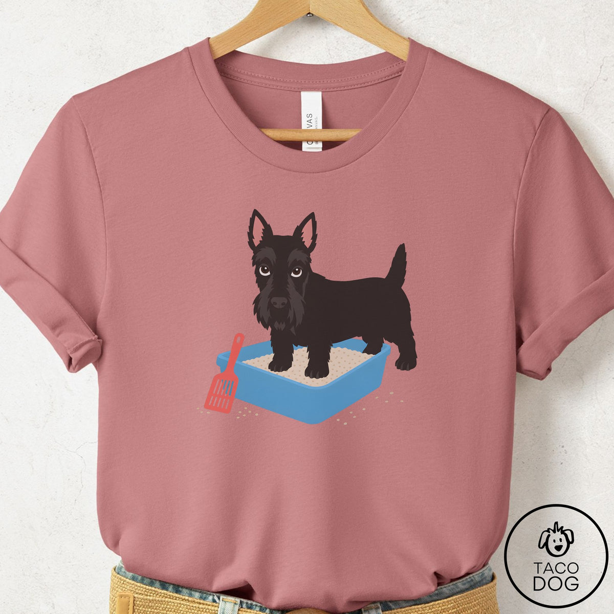 Scottie Litter Box T-Shirt Mauve Taco-Dog
