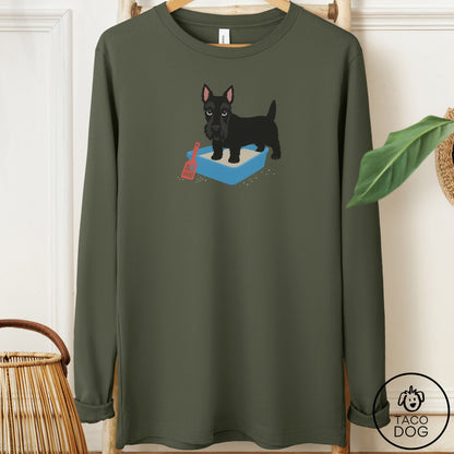 Scottie Litter Box Long Sleeve Tee Military Green Taco-Dog
