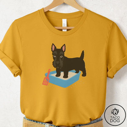 Scottie Litter Box T-Shirt Mustard Taco-Dog