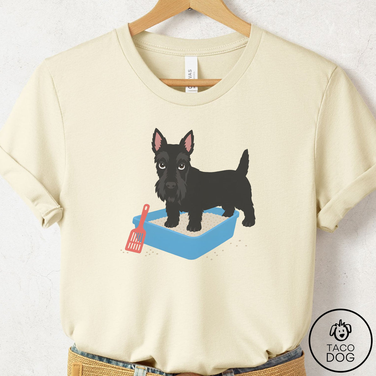 Scottie Litter Box T-Shirt Natural Taco-Dog