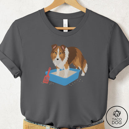 Shetland Sheepdog Litter Box T-Shirt Asphalt Taco-Dog