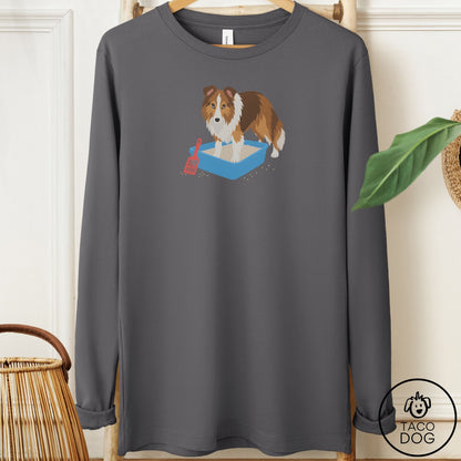 Shetland Sheepdog Litter Box Long Sleeve Tee Asphalt Taco-Dog