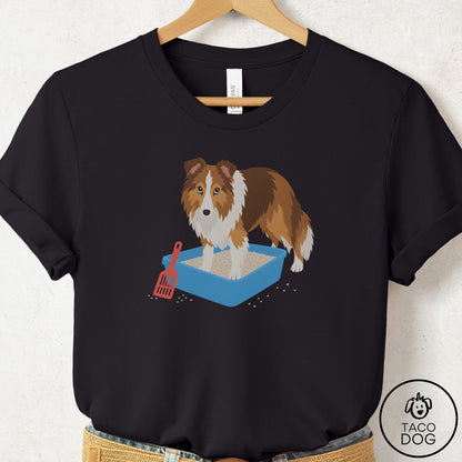 Shetland Sheepdog Litter Box T-Shirt Black Taco-Dog