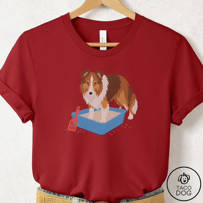 Shetland Sheepdog Litter Box T-Shirt Canvas Red Taco-Dog