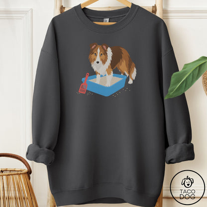 Shetland Sheepdog Litter Box Sweatshirt Charcoal Taco-Dog