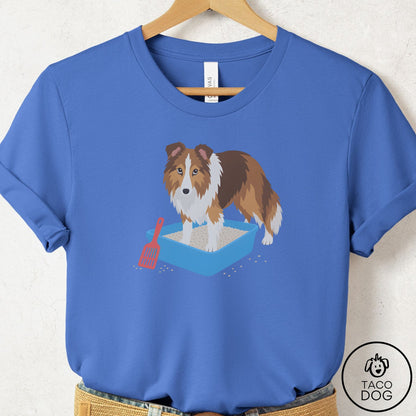 Shetland Sheepdog Litter Box T-Shirt Columbia Blue Taco-Dog