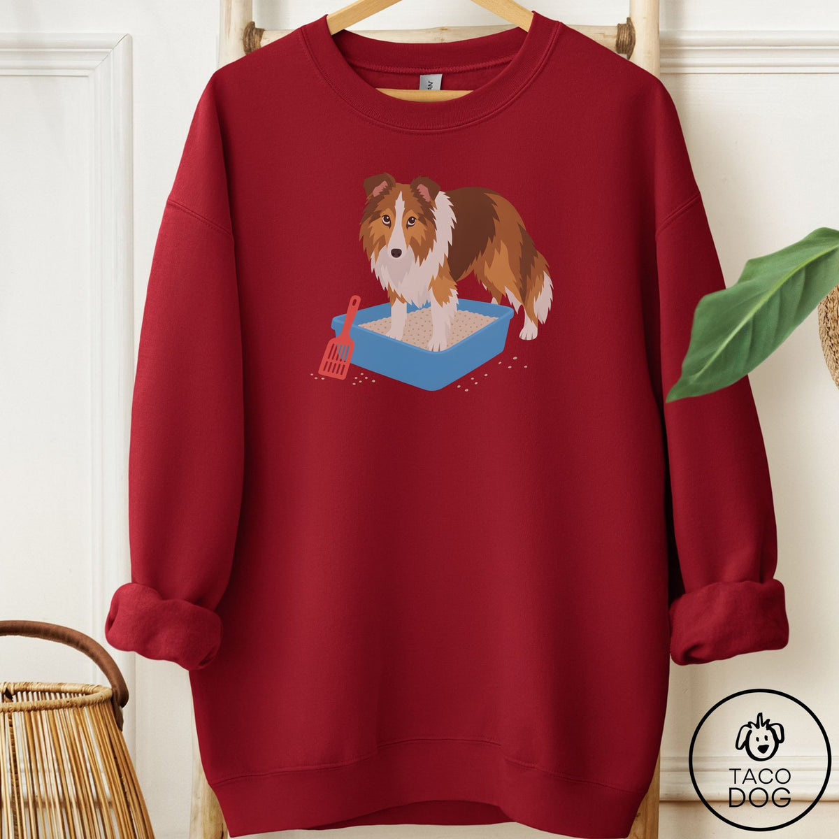 Shetland Sheepdog Litter Box Sweatshirt Garnet Taco-Dog