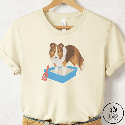 Shetland Sheepdog Litter Box T-Shirt Natural Taco-Dog