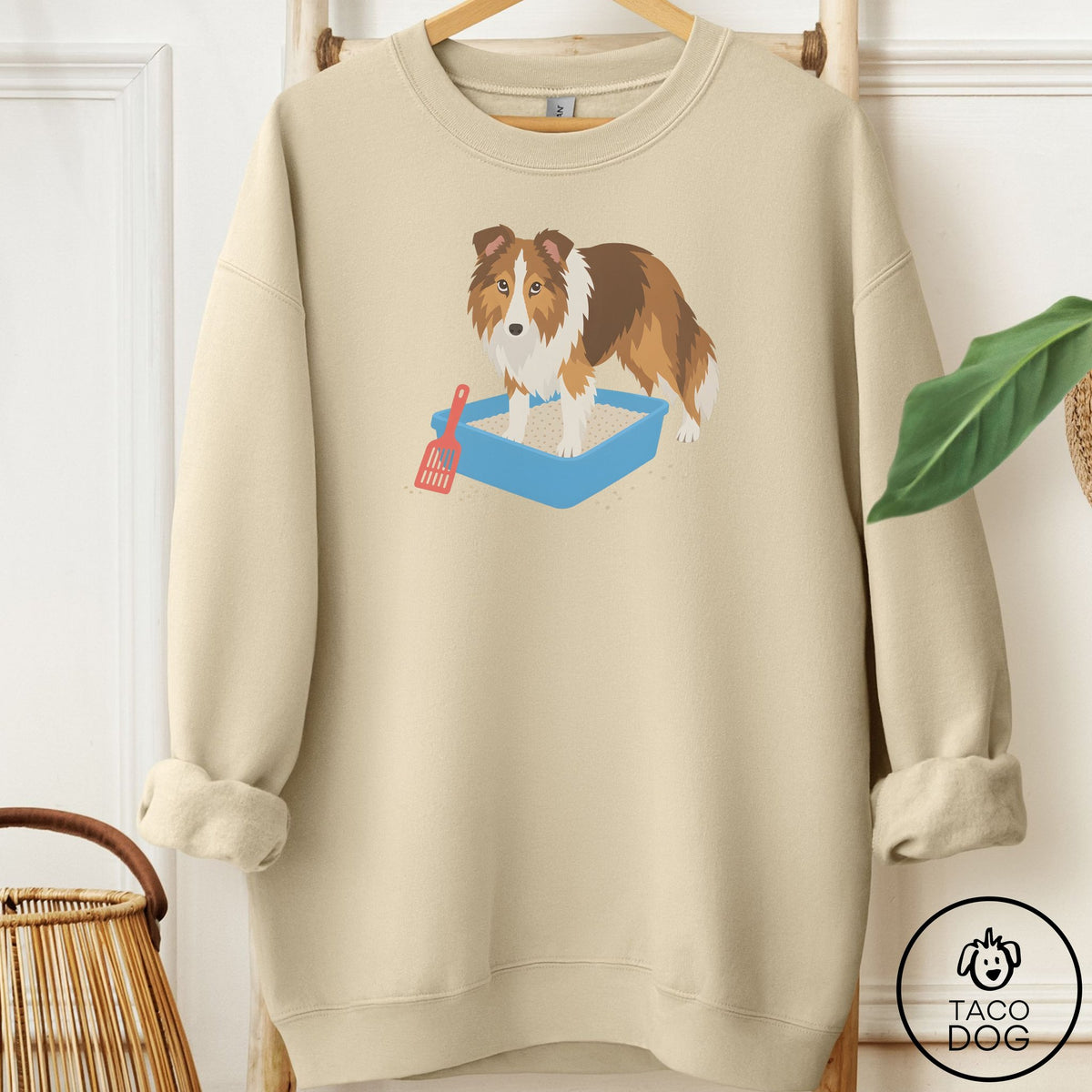 Shetland Sheepdog Litter Box Sweatshirt Sand Taco-Dog