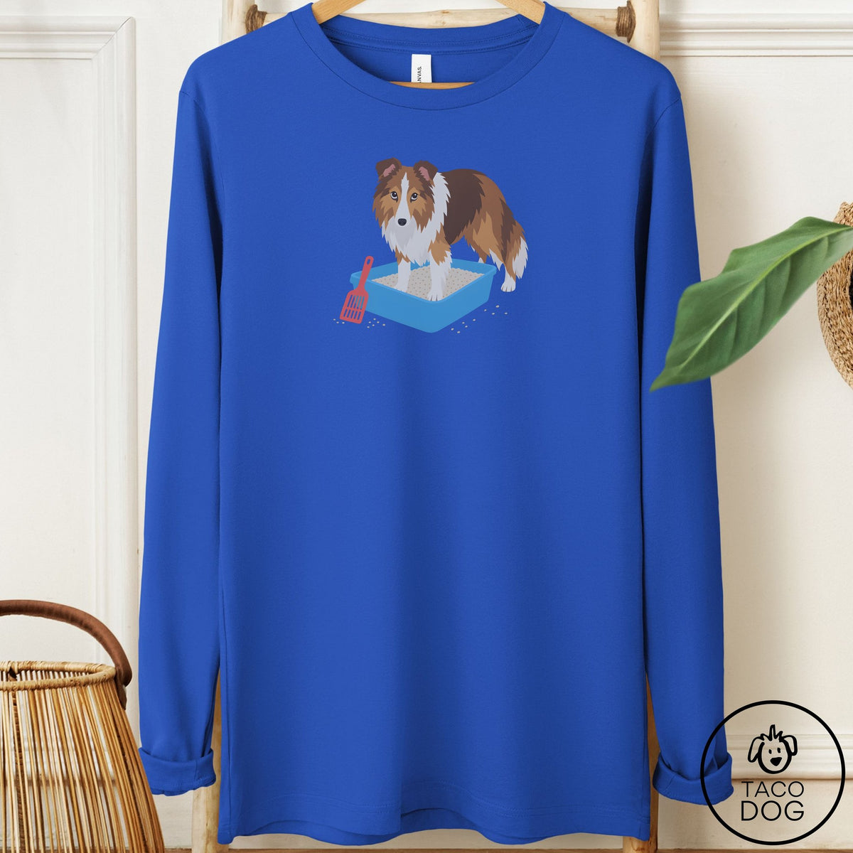 Shetland Sheepdog Litter Box Long Sleeve Tee True Royal Taco-Dog
