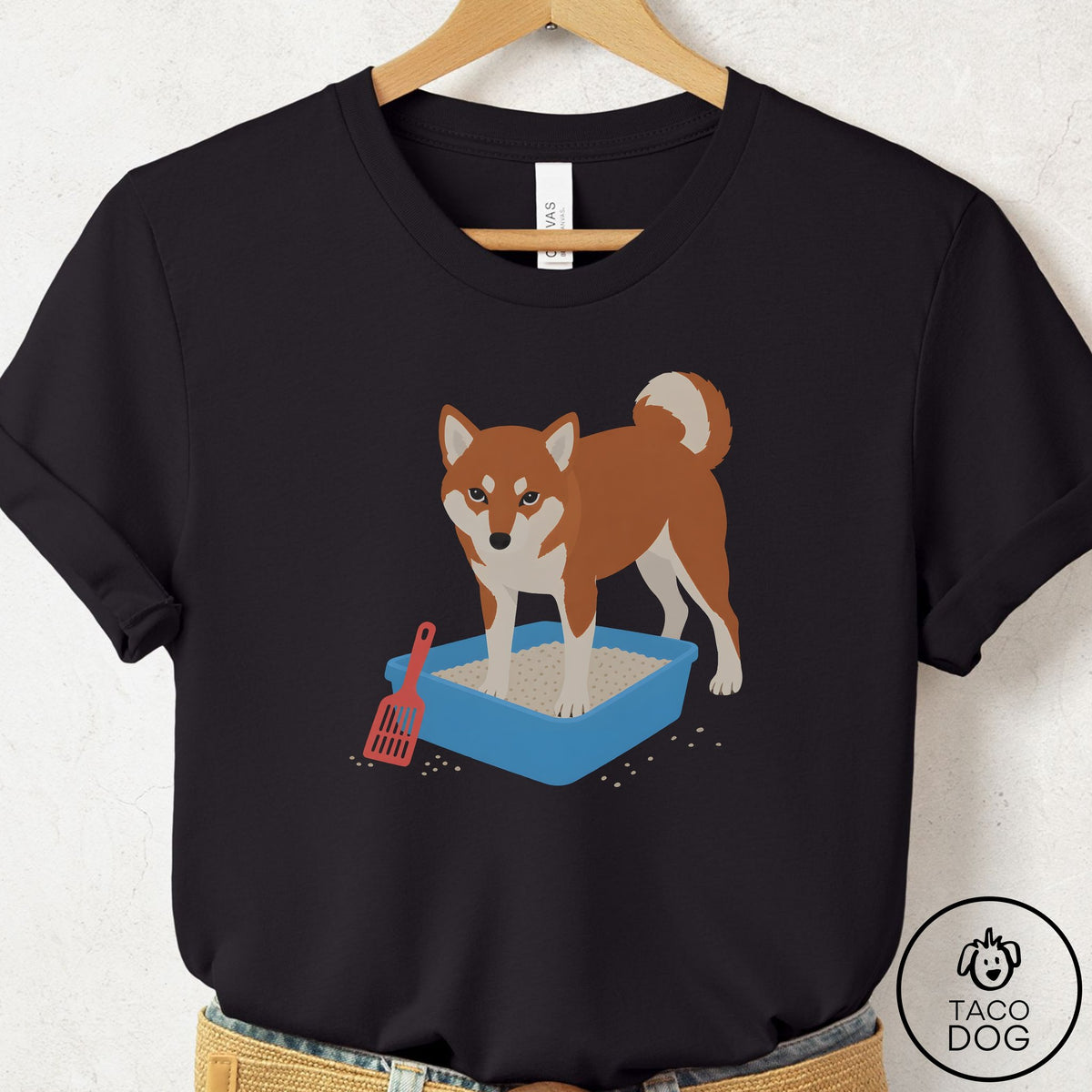 Shiba Inu Litter Box T-Shirt Black Taco-Dog