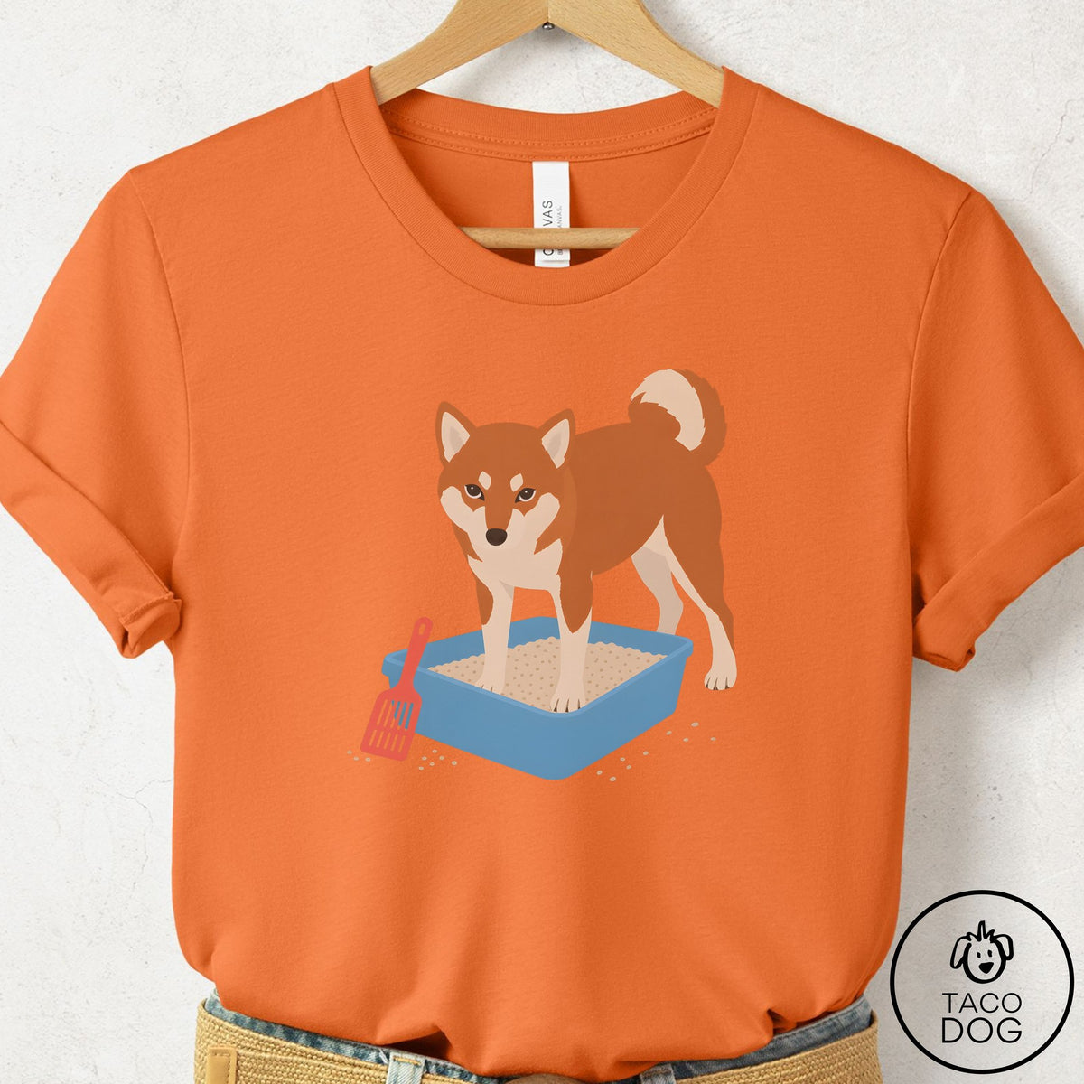 Shiba Inu Litter Box T-Shirt Burnt Orange Taco-Dog