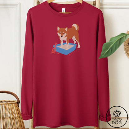 Shiba Inu Litter Box Long Sleeve Tee Cardinal Taco-Dog