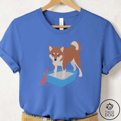 Shiba Inu Litter Box T-Shirt Columbia Blue Taco-Dog
