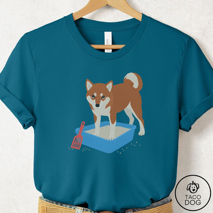 Shiba Inu Litter Box T-Shirt Deep Teal Taco-Dog