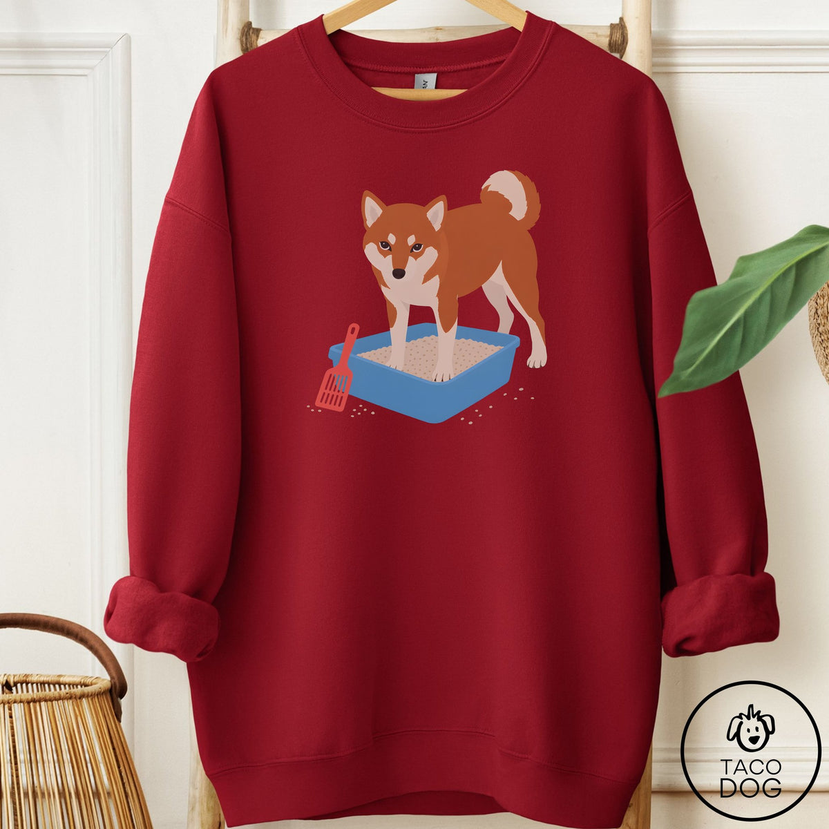 Shiba Inu Litter Box Sweatshirt Garnet Taco-Dog