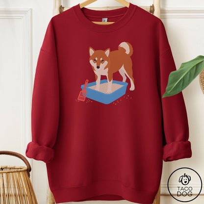 Shiba Inu Litter Box Sweatshirt Garnet Taco-Dog