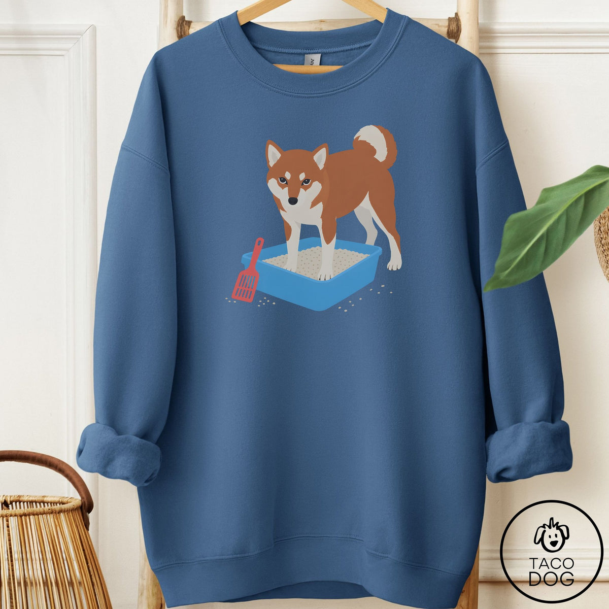 Shiba Inu Litter Box Sweatshirt Indigo Blue Taco-Dog