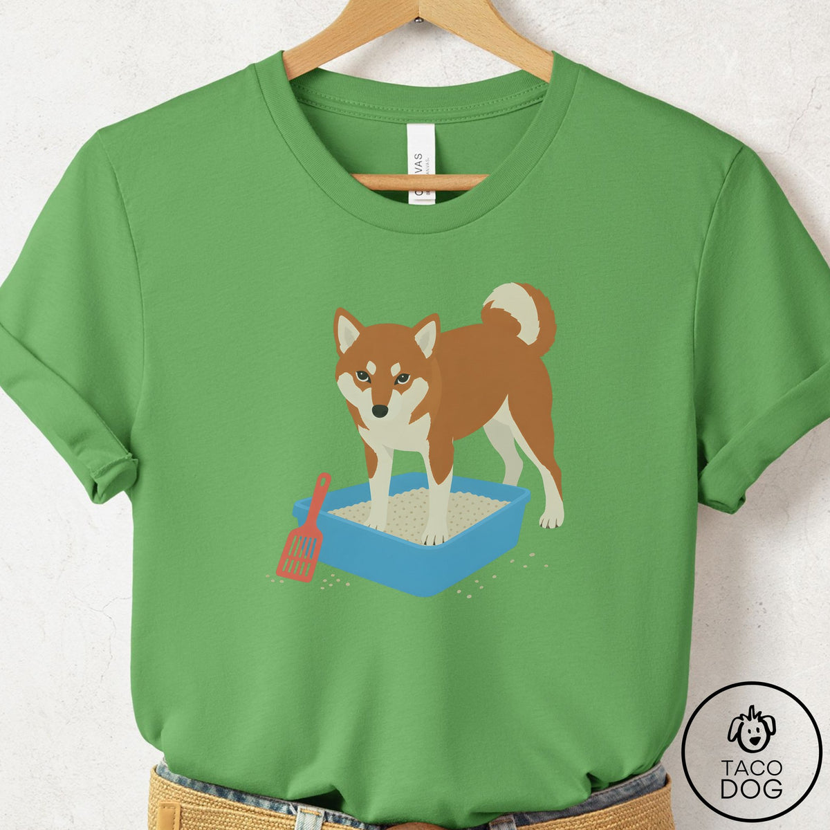 Shiba Inu Litter Box T-Shirt Leaf Taco-Dog