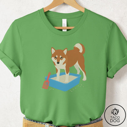 Shiba Inu Litter Box T-Shirt Leaf Taco-Dog