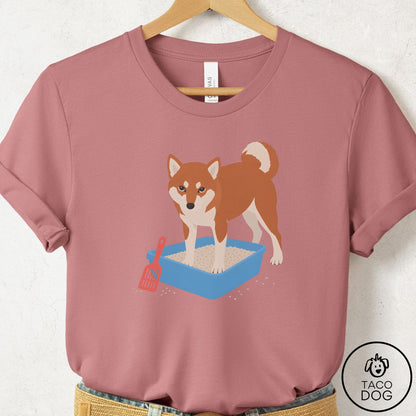 Shiba Inu Litter Box T-Shirt Mauve Taco-Dog